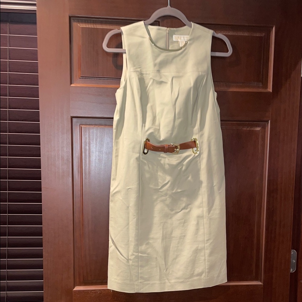 Michael Kors Cream Dress with Brown Belt